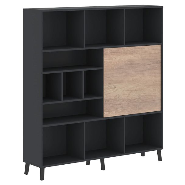 Стеллаж со слайд -дверью JHC 1840 Дуб Каньон/Антрацит 1800х400х1950 JAY - Вид 1