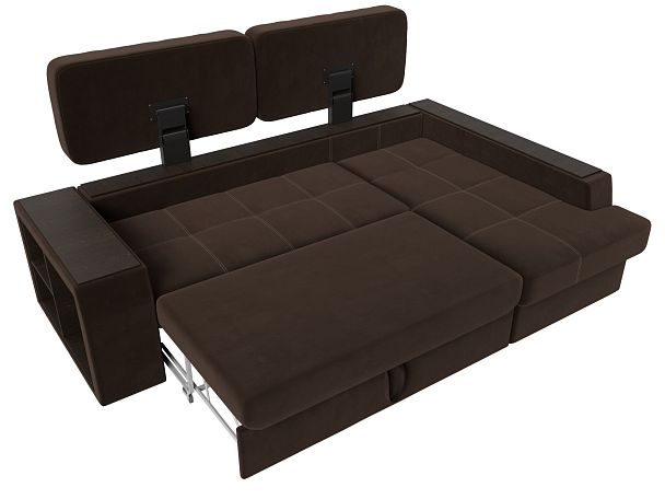 Угловой диван Брюссель правый (полностью микровельвет коричневый) - Вид 8