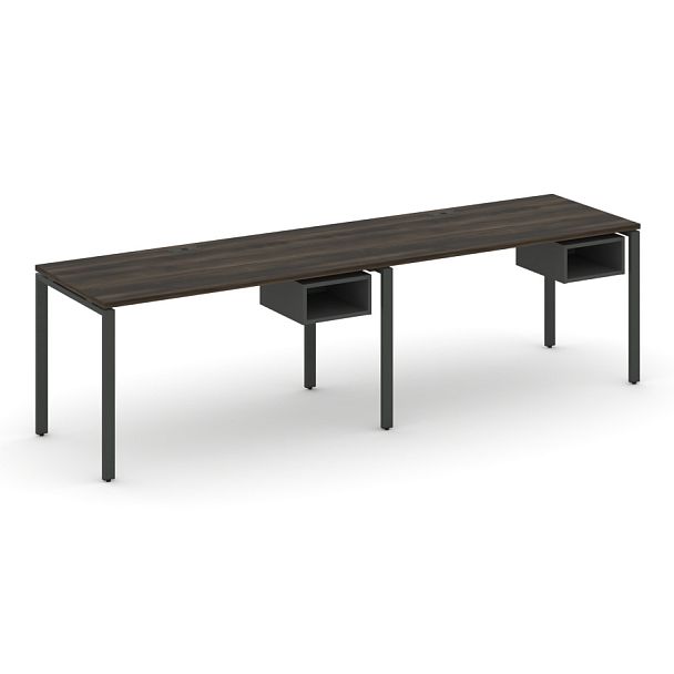 Concept Рабочая станция односторонняя с подвес. тумбами 2 места CN.ORS-103 Дуб Мали/Антрацит/Металл Антрацит 2760*720*750 - Вид 1