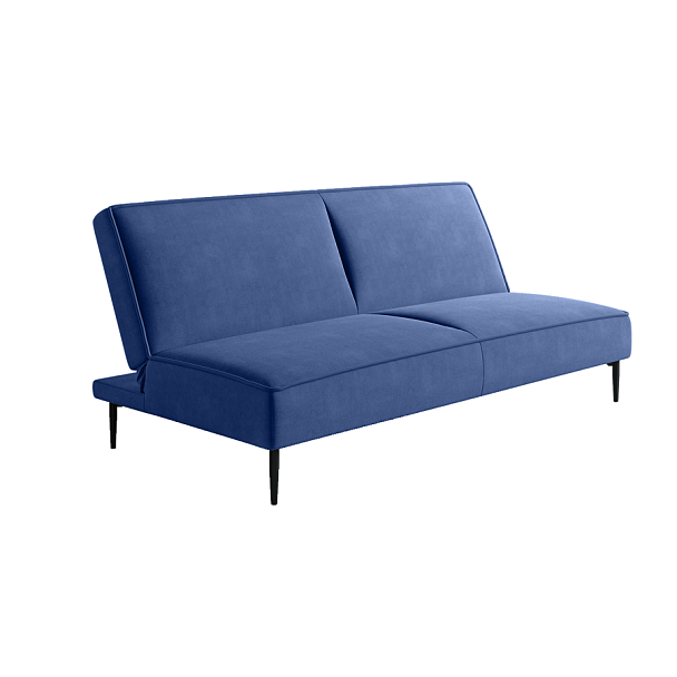 Este диван-кровать трехместный, прямой, без подлокотников, велюр синий Velutto 26 - Вид 1