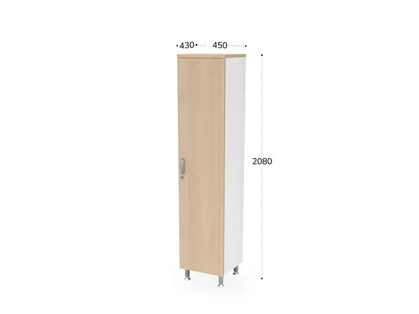 БЕРЛИН / BERLIN Шкаф закрытый узкий 5 уровней правый 450х430х2080 Акация/Белый - Вид 2