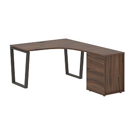 Стол эргономичный с тумбой EVCET 1318(R) Дуб Денвер тёмный/Мокко 1360х1880х750 EDIS - Фото предпросмотра