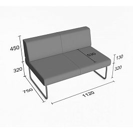 (sle-d2abp) Диванная секция Слендер А двойная без подлокотников - Фото предпросмотра