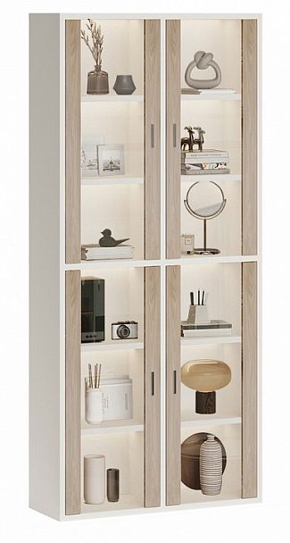 Шкаф-витрина Домино СУ(ш2в2)+4ФС Белый/Нельсон - Вид 2