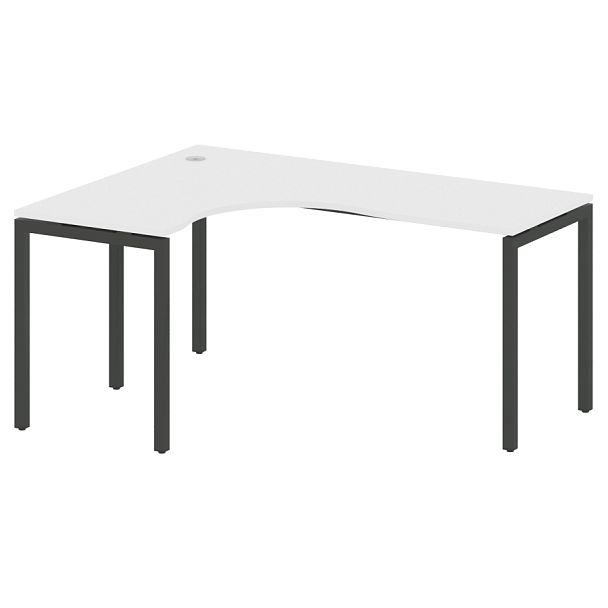 Metal System Quattro Стол криволинейный левый на П-образном м/к 40БП.СА-4 (L) Белый/Антрацит металл 1600*1200*750 - Вид 1