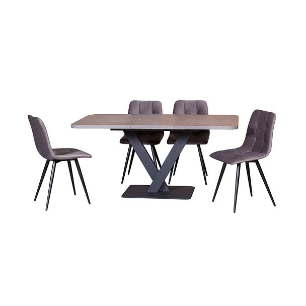 Стол Chester раздвижной  (120+40) камень темный, опоры черные - Вид 1