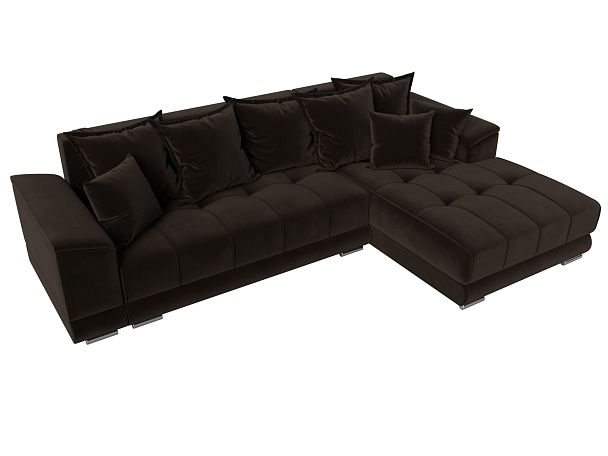 Угловой диван НордСтар правый угол Микровельвет коричневый - Вид 6