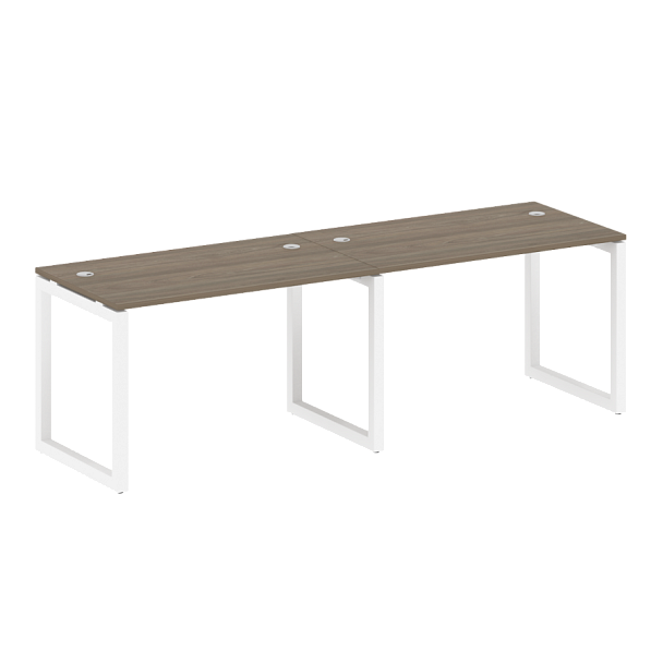 Metal System Quattro Р. ст. на 2 раб. места на О-образном м/к 50БО.СМ-2.2 Вяз/Белый металл 2400*720*750 - Вид 1