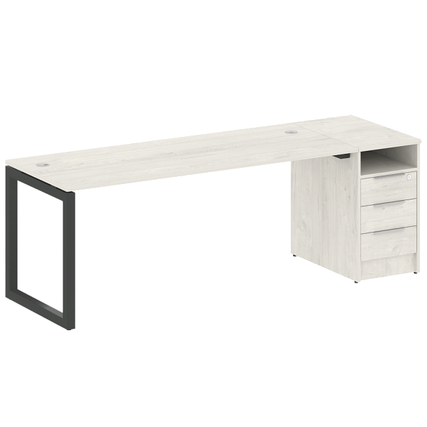 Metal System Quattro Р. ст. с тумбой на О-образном м/к 50БО.РС-СТП-1.5 Дуб наварра/Антрацит металл 2212*720*750 - Вид 1