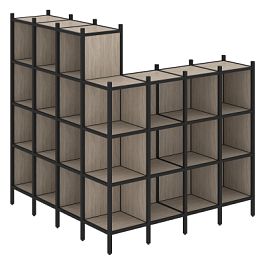 Loft Угловой внешний стеллаж наборный VR.L-60 Дуб аттик/Чёрный металл 1694*1694*1869 - Фото предпросмотра