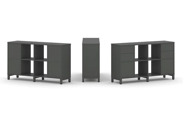 Стайл Проджект Набор стеллажа 1 сторон., 2 яр. SN.NS-241 Антрацит/Металл Антрацит 1488*400*881 - Вид 1