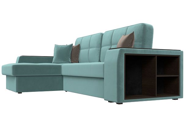 Угловой диван Брюссель левый (полностью Велюр бирюзовый) - Вид 3