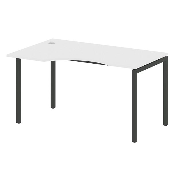 Metal System Quattro Стол криволинейный левый на П-образном м/к 40БП.СА-2 (L) Белый/Антрацит металл 1400*900*750 - Вид 1