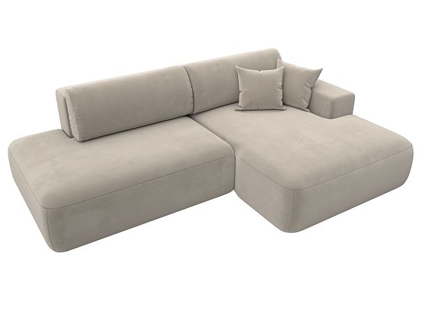 Диван угловой Лига-036 Модерн правый угол Микровельвет бежевый - Вид 8