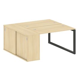 Metal System Quattro Р. ст. с шкафом-купе на О-образном м/к 50БО.РС-СШК-1.2 Т Акация/Антрацит металл 1610*1475*750 - Фото предпросмотра