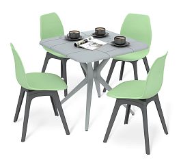 Обеденная группа Sheffilton SHT-DS314 серый/мятный/темно-серый - Фото предпросмотра