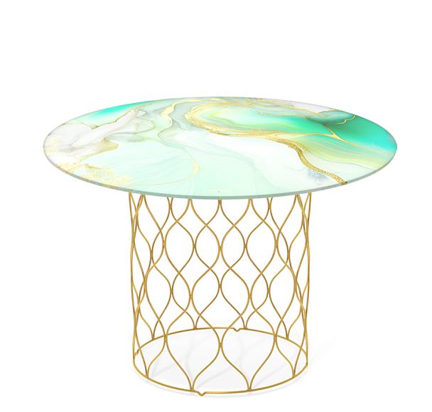 Столик журнальный Sheffilton SHT-TU49/TT32 60 СТЕКЛО/МДФ золото/лазурно голубой - Вид 1