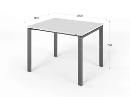 UNITY РМС8-10 БЕЛЫЙ Стол на металлокаркасе прямой 1000х800х750 - Фото предпросмотра