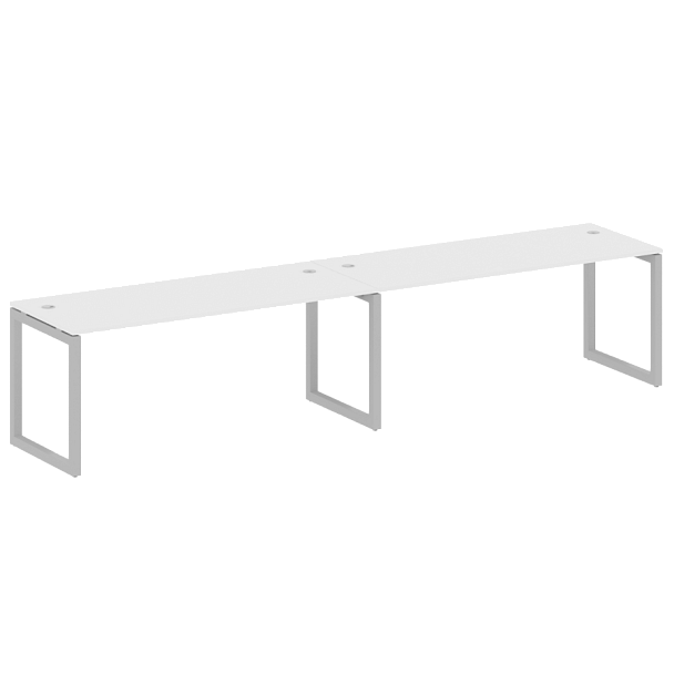 Metal System Quattro Р. ст. на 2 раб. места на О-образном м/к 50БО.СМ-2.5 Белый/Серый металл 3600*720*750 - Вид 1