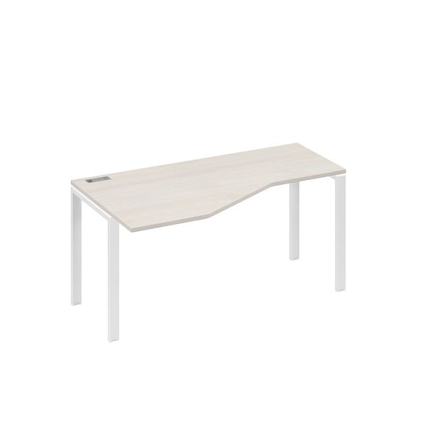 Стол эргономичный левый "Техно" на металлокаркасе UNO A4 А4 Б1 055 БП дуб / металлокаркас белый - Вид 1