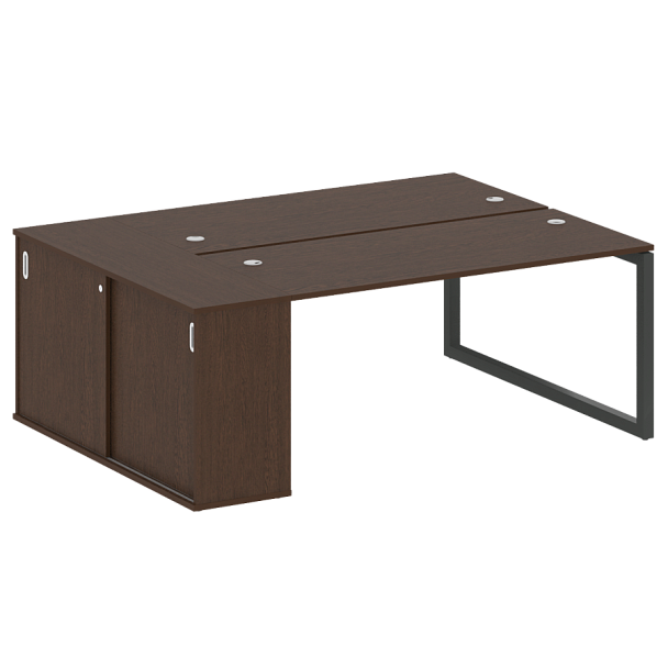 Metal System Quattro Р. ст. с шкафом-купе на О-образном м/к 50БО.РС-СШК-1.4 Т Венге/Антрацит металл 2010*1475*750 - Вид 1