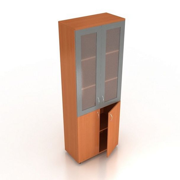 Шкаф со стеклом Менеджер Ш-02+ДШК-02+МДС-02 вишня - Вид 4