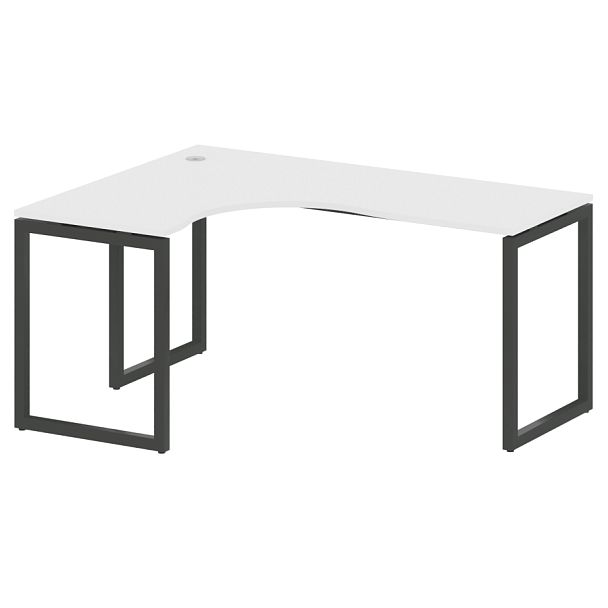 Metal System Quattro Стол криволинейный левый на О-образном м/к 40БО.СА-4 (L) Белый/Антрацит металл 1600*1200*750 - Вид 1