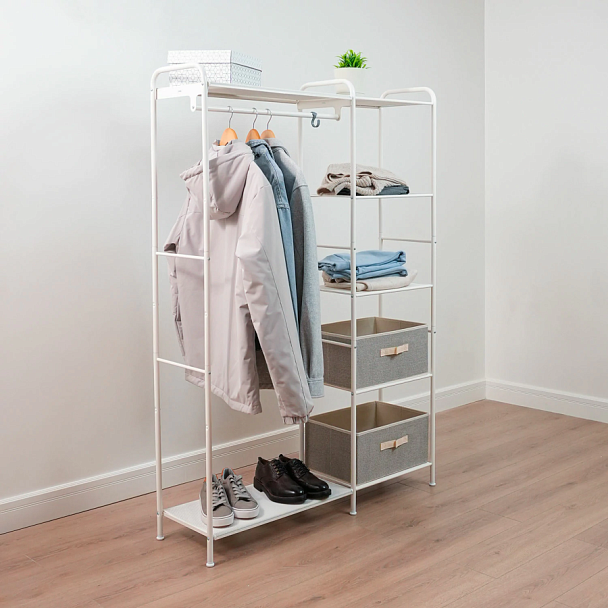 Вешалка-стеллаж "Валенсия-1", 1555х1090х300 мм, 7 полок, металл, белая, ГСВ1 Б - Вид 4