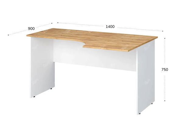 TANDEM RTD013-140R-ME Стол эргономичный правый 1400х900х750 Таксония медовая/Белый - Вид 2