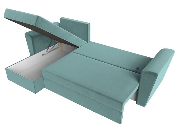Угловой диван Амстердам Лайт левый (полностью Велюр бирюзовый) - Вид 7