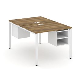 Concept Рабочая станция 2 сторонняя с подвесными тумбами на 2 места CN.DRS-105 Сандал Янтарный/Белый Бриллиант/Металл Белый 980*1480*750 - Фото предпросмотра