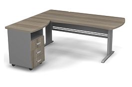 Стол угловой на металлокаркасе L,R 1800 Берлин Дрифтвуд/Серый УРМ.М 180 L\R - Фото предпросмотра