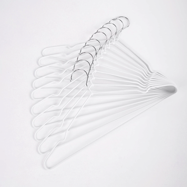 Вешалки-плечики для одежды, размер 48-50, металл, антискользящие, КОМПЛЕКТ 10 шт., белые, BRABIX PREMIUM, 608469 - Вид 6