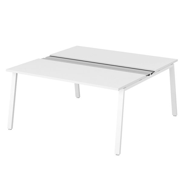 Рабочая станция на металлокаркасе с щетками "Столы для персонала"  ПК-ТНП-СР160Х160Н2/МКА/БЭ/КК-В2-1051 белый - Вид 1