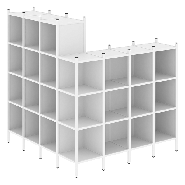 Loft Угловой внешний стеллаж наборный VR.L-60 Белый бриллиант/Белый металл 1694*1694*1869 - Вид 1