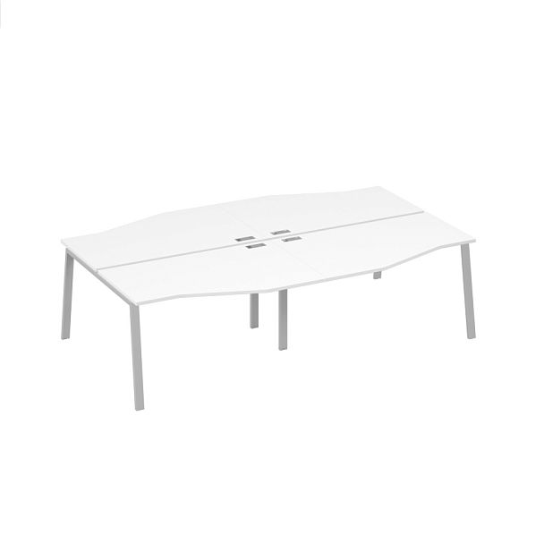 Рабочая станция со столами Техно (4х140) на каркасе TRE A4 А4 Б3 190-2 БП белый премиум / металлокаркас серый - Вид 1