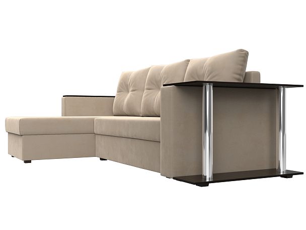 Угловой диван Атланта Лайт левый (полностью велюр бежевый) - Вид 3