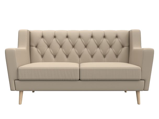 Прямой диван Брайтон 2 Люкс (полностью экокожа бежевая) - Вид 2