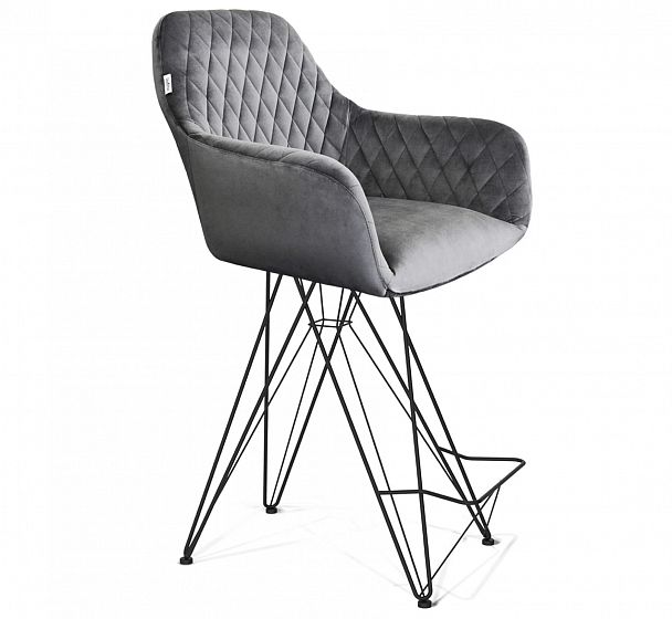 Стул полубарный Sheffilton SHT-ST38/S66-1 угольно-серый/черный муар - Вид 1