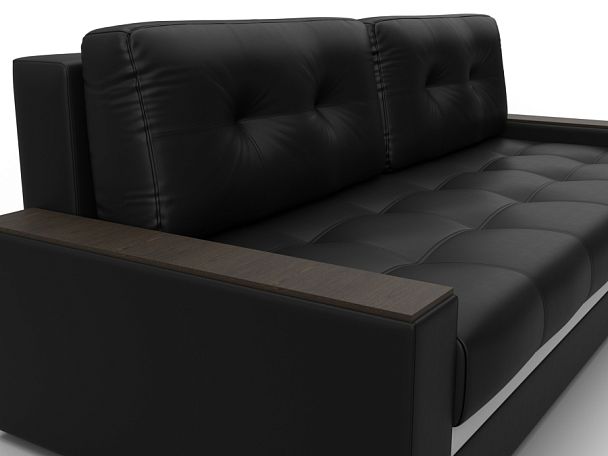 Диван прямой с декором Лига-096 НПБ Экокожа черный - Вид 4