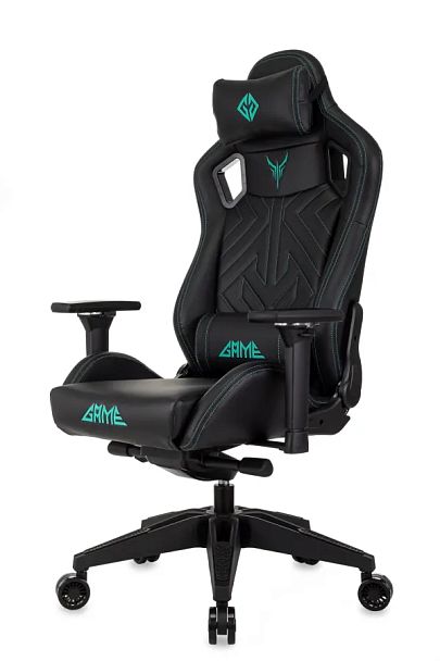Кресло игровое Knight Titgame черный экокожа с подголов. крестов. пластик - Вид 2