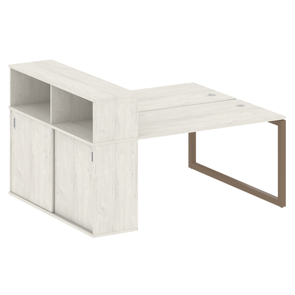 Metal System Quattro Р. ст. с шкафом-купе на О-образном м/к 50БО.РС-СШК-2.3 Т Дуб наварра/Мокко металл 1810*1475*1098 - Вид 1