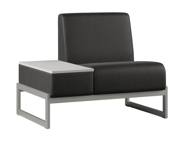 Диван Everprof Solo одноместный со столиком справа Металл Серый Экокожа Черный ЛДСП Серый - Вид 1