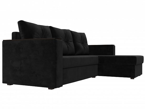 Угловой диван Атланта Лайт Б/С правый (полностью велюр черный) - Вид 3
