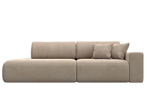 Диван прямой Лига-036 Модерн подлокотник справа Велюр бежевый - Вид 2