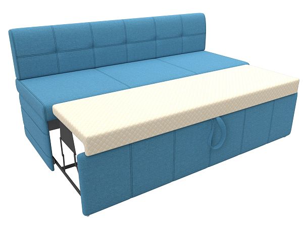 Диван кухонный прямой Лео Рогожка голубой - Вид 7