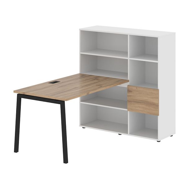 Стол-стеллаж ELRST 1213 Дуб Денвер светлый/Черный/Белый 1790х1250х1355 EDIS - Вид 1