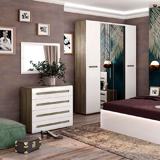 Спальня "Наоми" КМ-09 дуб каньон/белый глянец МF07 - Вид 4