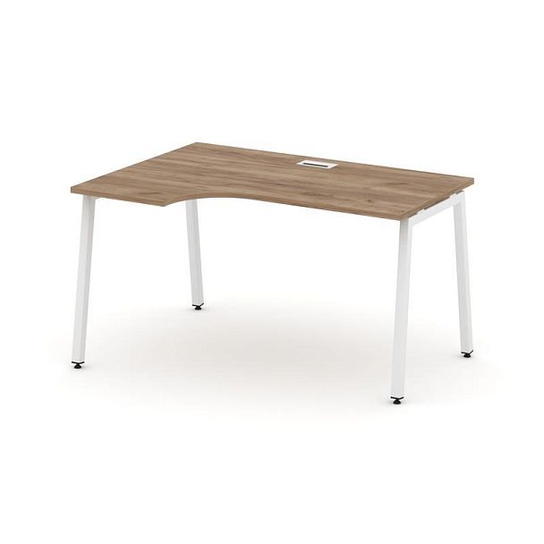 Стайл Проджект Стол рабочий эргоном. SN-4A.SPA-002(L) Дуб Табак/Металл Белый 1580*600/980*750 - Вид 1