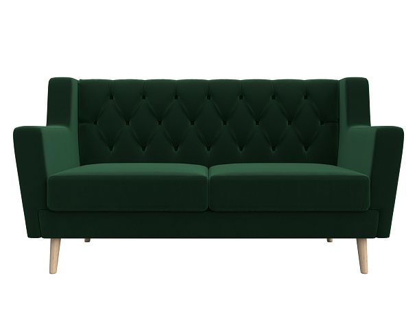 Прямой диван Брайтон 2 Люкс (полностью велюр зеленый) - Вид 2